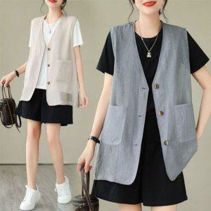 은창)망사 매쉬 마블 버클 S/S 베스트 여름철조끼 춘절기 베이직 쿨시즌 겉옷 점퍼 재킷 여자 코트 루즈실