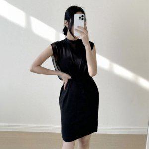 시폰 수트 롱드레스 이지 하객 럭셔리 웨딩 미디 민소매미니드레스