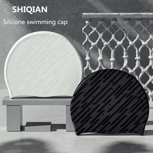 SHIQIAN 여름 및 겨울 실리콘 수영 모자, 방수, 고탄성, 내구성, 남성용 해변 실내 수영 모자
