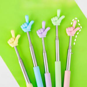 스테인리스 스틸 교육용 포인터 텔레스코픽 막대 손가락 디자인 손가락 독서 포인터 스틱 교육용 스틱 학교 사무용품