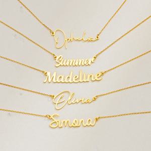 여성을위한 사용자 정의 이름 목걸이 맞춤형 필기체 편지 펜던트 스테인레스 스틸 쥬얼리 남성 체인 초커 칼라 새로운 2024