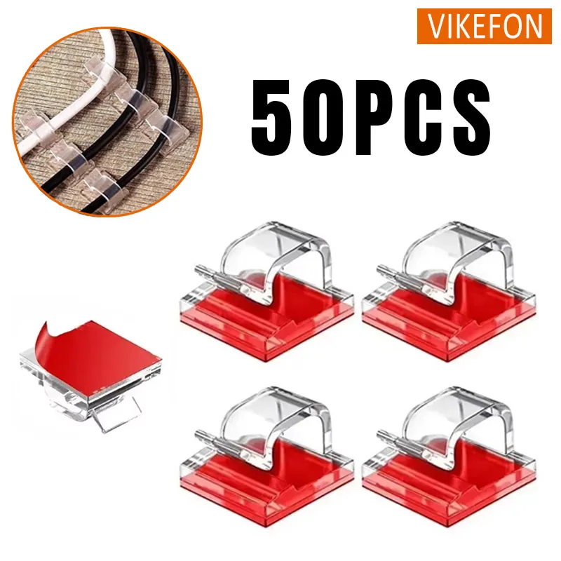 투명 케이블 피더 고정 자체 접착 버클 유형 사무실 책상 연구실 와이어 보관을위한 비 펀칭 케이블 주최자