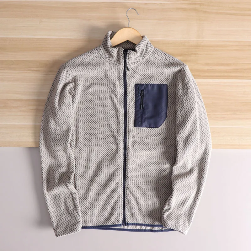가볍고 통기성 좋은 빠른 건조 기술적 플리스 원단 스탠드 칼라 재킷 남성용 야외 스포츠 다용도 봄 2025