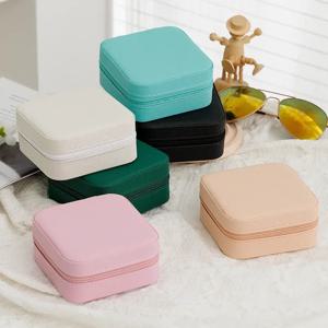 휴대용 보석 보관 상자 여행 주최자 보석 케이스 PU 가죽 보관 귀걸이 목걸이 반지 보석 주최자 디스플레이