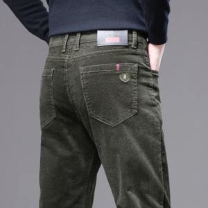 KUBRO 고품질 코듀로이 패브릭 남성 비즈니스 캐주얼 바지 가을 한국 스타일 작은 스트레이트 슬림 다목적 카고 바지