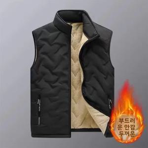 양털 조끼 남성용 플리스 안감 스탠드 칼라 따뜻한 캐주얼 루즈핏 큰 사이즈 민소매 어깨 패드 조끼 재킷