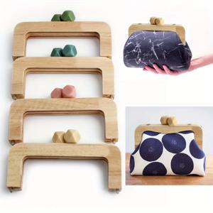 1PC/2PCS 19.6cm*11cm 나무 구슬 일치하는 잠금 벽 지갑 핸드백 프레임 핸들 컬러 구슬 교체 부품으로 수제