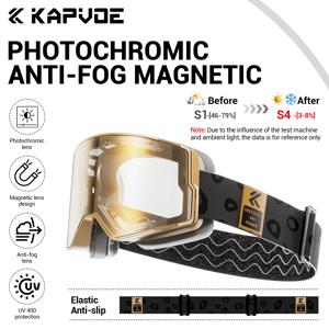 Kapvoe Photochromic Snow Goggles 스키 스노우 보드 안개 방지 마스크 남성용 여성용 안경 UV400 보호 안경 스노 모빌 겨울