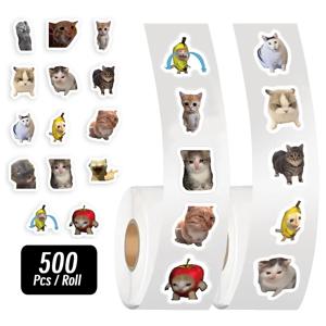 500개/롤 만화 밈 고양이 스티커 학교 보상 스티커 교실 장식 격려 스티커 학생 교사용