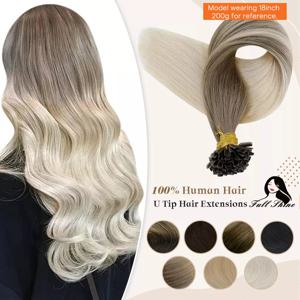 풀 샤인 U 팁 헤어 익스텐션 퓨전 헤어 발레야쥬 컬러 40-50g 케라틴 접착제 비즈 Prebonded Human Hair Extensiones