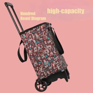 접이식 장바구니 가정용 경량 쇼핑 트롤리 당김 막대 손으로 뽑은 자동차 대용량 휴대용 방수 트레일러