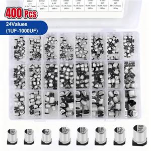 145PCS/400PCS 커패시터 키트 알루미늄 전해 SMD 커패시터 1uF~1000uF 6.3V-50V 10/24가지 값 박스 포함