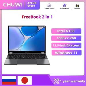 CHUWI 프리북 2-in-1 노트북 13.5인치 인텔 N150 16GB LPDDR5 RAM 512GB SSD FHD 2520x1680 WiFi 6 BT5.2 윈도우 11 워크 노트북
