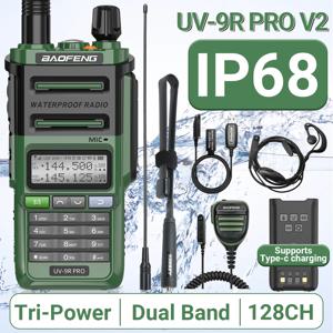 Baofeng UV-9R Pro V2 워키 토키 방수 IP68 Type-C 충전기 VHF/UHF 햄 라디오 50KM 장거리 업그레이드 UV-9R Plus