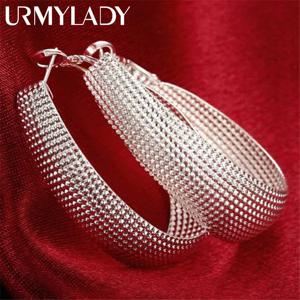 여성을위한 새로운 925 스털링 실버 후프 귀걸이 결혼 선물 파인 유럽 보석 크리스마스 선물 약혼 파티