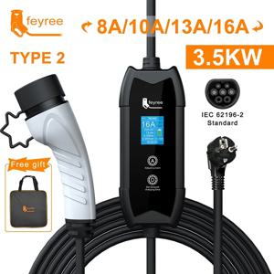 feyree EV 휴대용 충전기 Type2 / GB/T 플러그 커넥터 16A 1상 3.5KW Type1 전기 자동차용 3.5m Wallbox 충전 스테이션