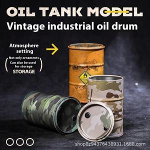 크리 에이 티브 소형 오일 드럼 모델 데스크탑 장면 철판 스토리지 미니 장난감 유행 장난감 책상 장식 편지지 선물