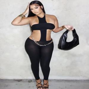 이상한 고양이 섹시한 백리스 투피스 세트 여성 스트레치 튜브탑+스키니 홀터 점프수트 피트니스 스트릿 매칭 파티 클럽 오버올