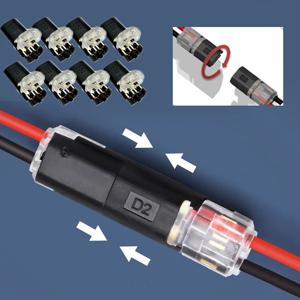 20개 LED 와이어 커넥터 잠금 버클이 있는 이중 와이어 플러그인 커넥터-플러그형 2핀 2방향 전기 와이어 커넥터