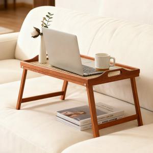 인체공학적 접이식 나무 침대 트레이 태블릿 홀더 포함 다목적 랩 데스크 회복 환자/사무실 침대 소파용 19.7x11.8