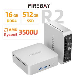 FIREBAT R2 미니 PC AMD Ryzen 5 3500U (N150/N97보다 빠름) 16GB RAM 512GB SSD 데스크탑 미니 컴퓨터 WIFI6 BT5.2 듀얼 4k 디스플레이