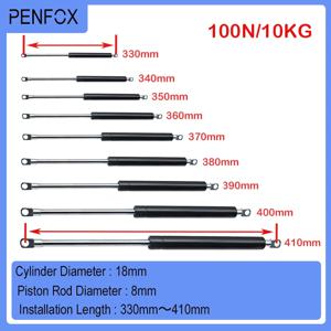 1PC 330-410mm 10kg/100N 자동차 유압 리프트 지원 가스 스트럿 유압 스프링 힌지 주방 찬장 힌지 가구 하드웨어