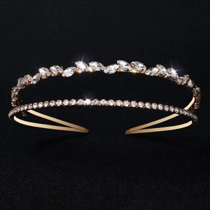 골드 라인석 헤어 밴드, 생일 메이크업 파티, 신부 헤드피스, 합금 헤어 액세서리, 여성용 선물, 신제품
