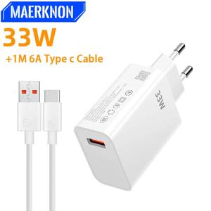 33W USB 충전기 빠른 충전기 6A USB 유형 C 케이블 Xiaomi Redmi Note 13 12 iPhone Samsung 용 고속 충전 휴대 전화 어댑터