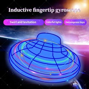 매직 플라잉 헬리콥터 스피너 손가락 끝 업그레이드 비행 자이로 플라이 오브 호버 볼 미니 드론 항공기 장난감 LED 유형 장난감 키즈 선물