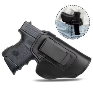 스텔스 캐리 용 왼쪽 오른쪽 전술 가죽 홀스터 Glock 17 19 43X Sig P365 9mm 사냥 용 Airsoft IWB 총 홀스터