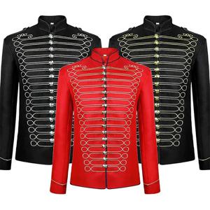 남녀공용 블랙 골드 실버 할로윈 블레이저 재킷, 중세 코트 원피스, 빈티지 고딕 스팀 드러머 코스튬, 2025 신상