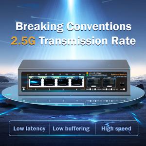 2.5Gbps 네트워크 스위치 4+2 포트 2500Mbps 이더넷 스위처 2 포트 10G SFP+ 슬롯