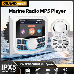 GRANDnavi MP5 해양 스테레오 방수 IPX5 보트 라디오 플레이어 요트 게이지 RV ATV UTV 카트 용 블루투스 FM AM RDS 오디오