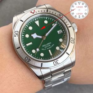 남성용 맞춤형 Corgeut 비즈니스 시계 NH35 무브먼트 사파이어 날짜 블루 그린 다이얼 기계식 시계 빛나는