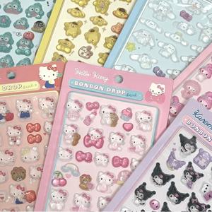 1PCS Sanrio 시리즈 3D 입체 릴리프 크리스탈 버블 스티커 귀여운 마이 멜로디 Kuromi 만화 아이 보상 데칼 장식 장난감