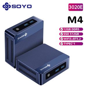 SOYO M4 미니 PC, AMD 3020E CPU, 8GB DDR4 RAM, 256GB M.2 SSD, 미니 데스크탑 컴퓨터, 듀얼 4K USB3.2 지원, 사무용 Win11 Pro