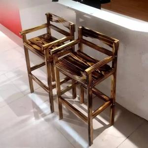 모던 미니멀리스트 바 의자 팔걸이 빈티지 다크 우드 바스툴 바 의자 높은 레스토랑 노르딕 테이블 의자 클럽