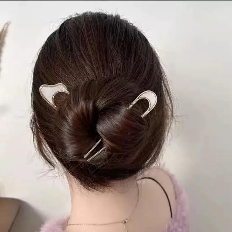 쉘 머리핀 금속 U 모양의 머리핀 헤어 포크 U 프랑스어 머리핀 여성을위한 간단하고 세련된 헤어 액세서리