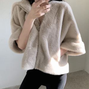 시크한 겨울 지퍼 루즈핏 다용도 반팔 후드 퍼 코트 여성용 출퇴근 스타일 레귤러 길이 지퍼 클로저