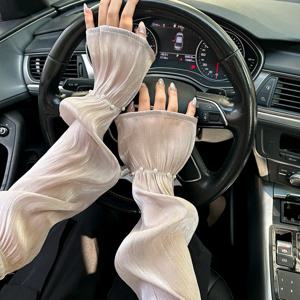 여성을위한 여름 새로운 다이아몬드 얼음 얇은 소매 여자 운전 선 스크린 긴팔 팔 야외 솔리드 컬러 승마 슬리브