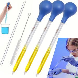 3PCS/5PCS 유리 피펫 드로퍼, 교반 막대 및 청소 브러시가있는 10ml 액체 드로퍼, 고무 전구 및 청소 브러시,