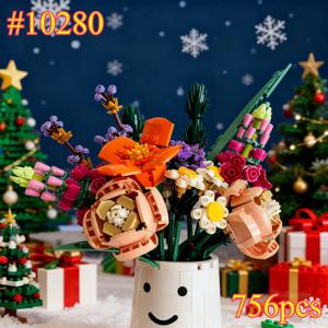 아름다운 다채로운 꽃다발 10280 블록 세트 레고 호환 입자 크리스마스 선물용 756개