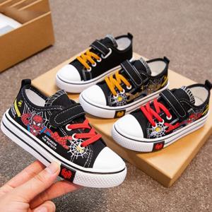 디즈니 어린이 캔버스 신발 스파이더 맨 소년 운동화 미끄럼 방지 학생 신발 어린이 부드러운 바닥 야외 신발 스포츠 신발