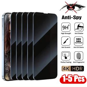 1-5Pcs iPhone 16 14 13 11 15Pro Max Mini 7 8 Plus iPhone 15 X XR XS MAX 용 개인 정보 보호 화면 보호기 용 안티 스파이 강화 유리