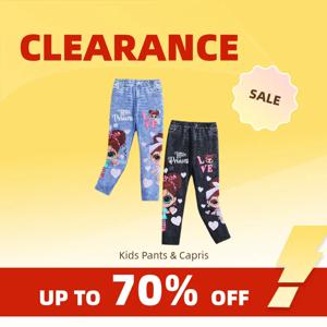 Clearance_Girls' 2pcs 귀여운 하트 & 캐릭터 프린트 소프트 니트 레깅스 - 모조 데님 스타일 - 편안한 여름 의상_연속 업데이트