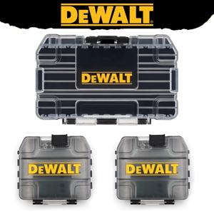 DEWALT ToughCase 검정색 중형/소형 케이스 1칸 소형 플라스틱 소형 부품 정리함 보안 닫기 도구 상자