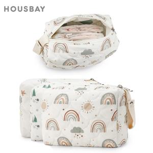 아기 기저귀 가방 방수 기저귀 가방 유모차 여행을위한 재사용 가능한 습식/건식 보관 핸드백 엄마 주머니 레인보우 인쇄