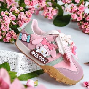 Kids'Casual 신발 소녀 만화 MELODY PU 가죽 야외 활 미끄럼 방지 운동화 Chamois PU 가죽 핑크 크기 26-37