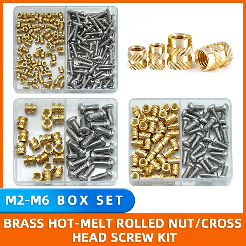 M2 M2.5 M3 M4 M5 M6 3D 프린터용 열 삽입 너트 황동 및 구리 열 스레드 삽입 키트 304 스테인레스 스틸 필립스 나사