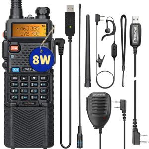 BAOFENG UV-5R 8W/5W 3800mAh 고출력 햄 라디오 VHF 및 UHF 휴대용 양방향 라디오 장거리 충전식 휴대용 라디오 CB 라디오